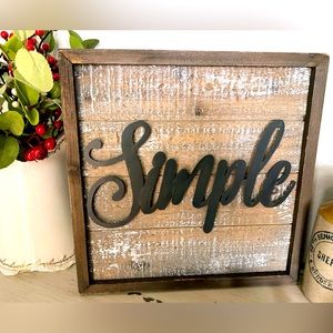 Rustic wooden sign ‘Simple’ 12 x 12